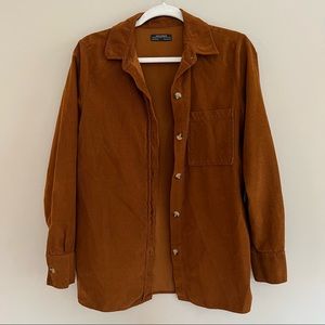 Zara Corduroy Button Front Shirt